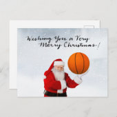 Basketball Noël Carte de vacances avec le Père Noë (Devant / Derrière)