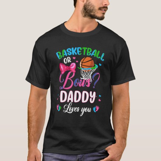 Basketball of Bows papa houdt van je gender onthul T-shirt (Voorkant)