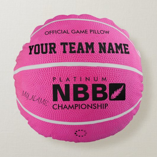 BASKETBALL OFFICIAL GAME PILLOW Pink Rond Kussen (Voorkant)
