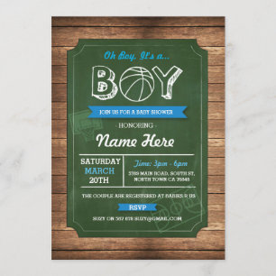 Basketball Oh Boy Baby shower Sports Invite Kaart