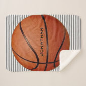 Basketball on Stripes Design Sherpa Blanket Deken (Voorkant (horizontaal))