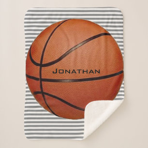 Basketball on Stripes Design Sherpa Blanket Sherpa Deken