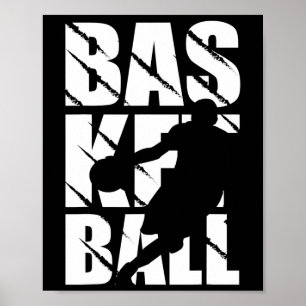 Basketball-ontwerp voor basketbalspeler en mandje poster