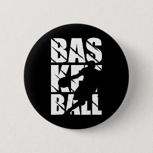 Basketball-ontwerp voor basketbalspeler en mandje ronde button 5,7 cm