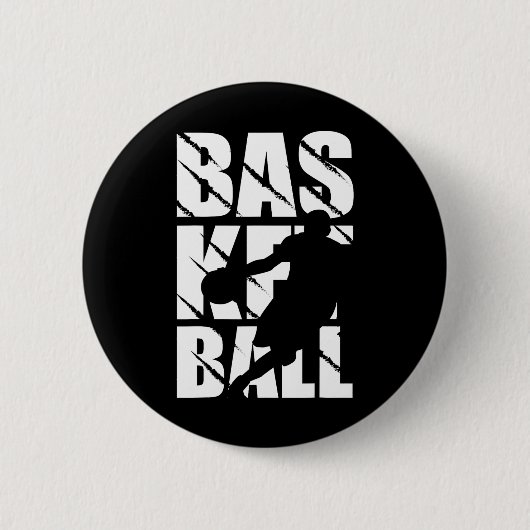 Basketball-ontwerp voor basketbalspeler en mandje ronde button 5,7 cm (Voorkant)