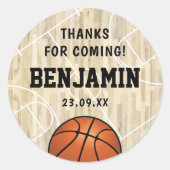 Basketball Party Favor Ronde Sticker (Voorkant)