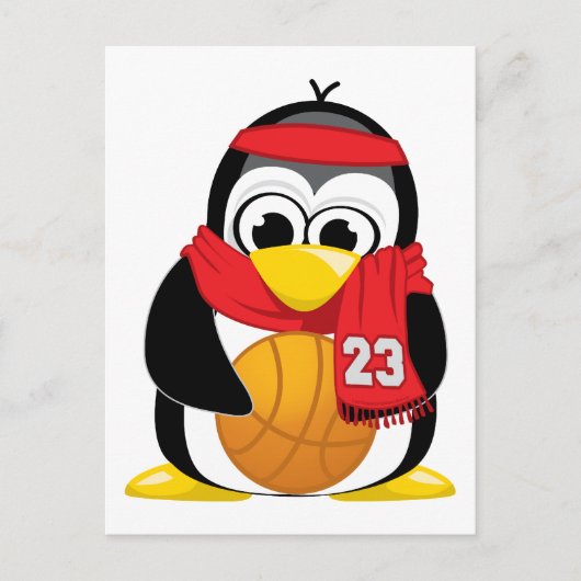 Basketball Penguin Scarf Briefkaart (Voorkant)