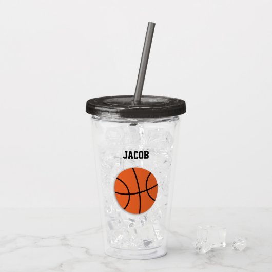 Basketball Persoonlijke Kinderen Acryl Drinkbeker (Achterkant ijs)