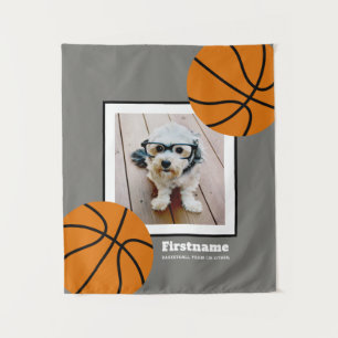 Basketball Photo Add Jouw naam - Kan kleur bewerke Wandkleed