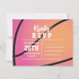 BASKETBALL PINK Bat Mitzvah Uitnodiging