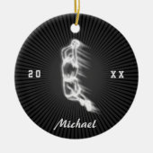 Basketball Player Ghost Silhouette Name Year Keramisch Ornament (Voorkant)