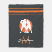 Basketball Player & Monogram Kinder naam Striped F Fleece Deken (Voorkant)