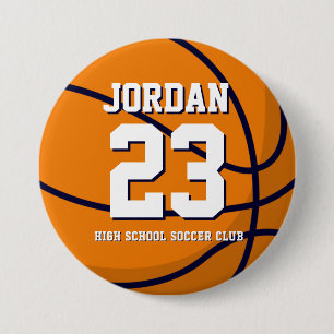 Basketball Player Number School Sports Team Ronde Button 7,6 Cm