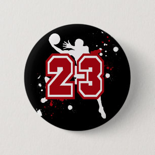 BASKETBALL PLAYER NUMMER 23 RONDE BUTTON 5,7 CM