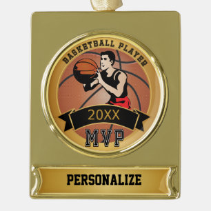 Basketball Player Personaliseren Verguld Banner Ornament