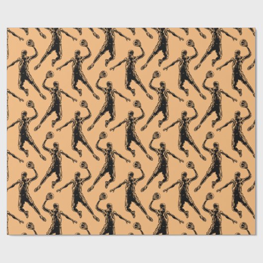 Basketball Player Slam Dunk Dark Design Cadeaupapier (Vlak)
