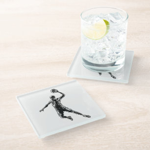 Basketball Player Slam Dunk Dark Design Glazen Onderzetter