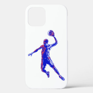 Basketball Player Slam Dunk, Red en Blue Design iPhone 12 Hoesje