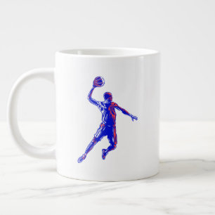 Basketball Player Slam Dunk, Red en Blue Design Extra Grote Beker