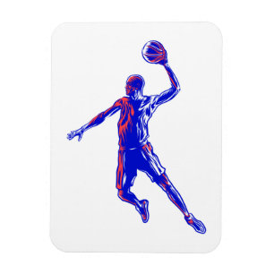 Basketball Player Slam Dunk, Red en Blue Design Magneet