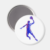 Basketball Player Slam Dunk, Red en Blue Design Magneet (Voorkant / Achterkant)