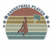 basketball player slam dunk retro sunset sticker (Voorkant)