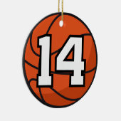Basketball Player Uniform Number 14 Gift Idea Keramisch Ornament (Rechts)