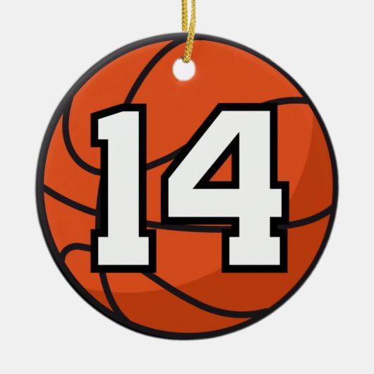 Basketball Player Uniform Number 14 Gift Idea Keramisch Ornament (Voorkant)