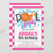 Basketball Pool Party Anniversaire Invitation (Devant / Derrière)