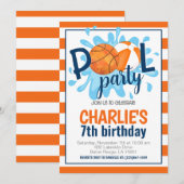 Basketball Pool Party Anniversaire Invitation (Devant / Derrière)