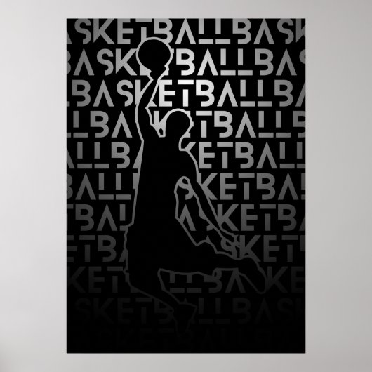 Basketball Poster | Black and White | Metal look (Devant)