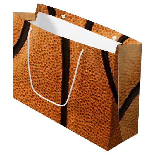 Basketball Print Pattern Achtergrond Large Cadeauzakje (Voorkant Gekanteld)