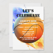 Basketball Red Blue Flames Invitations de fête d'a (Devant)