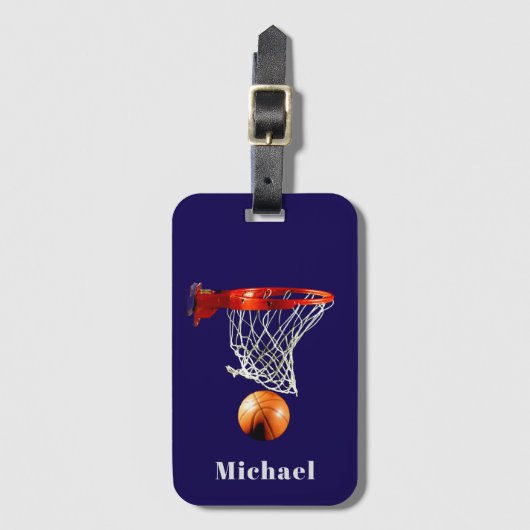 Basketball Replace with Your Name Bagagelabel (Voorkant (verticaal))