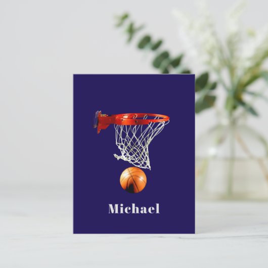 Basketball Replace with Your Name Briefkaart (Staand voorkant)