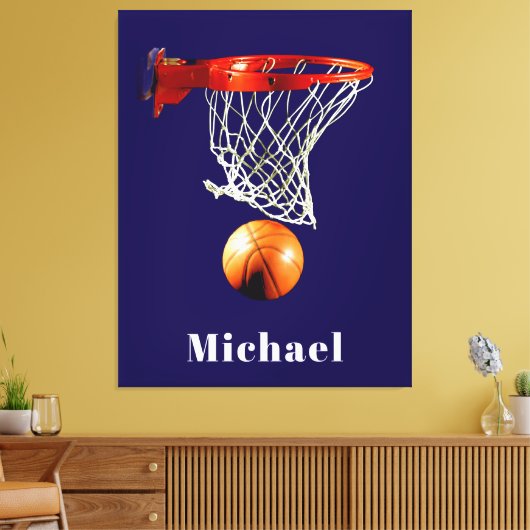 Basketball Replace with Your Name Canvas Afdruk (Insitu (Woonkamer))