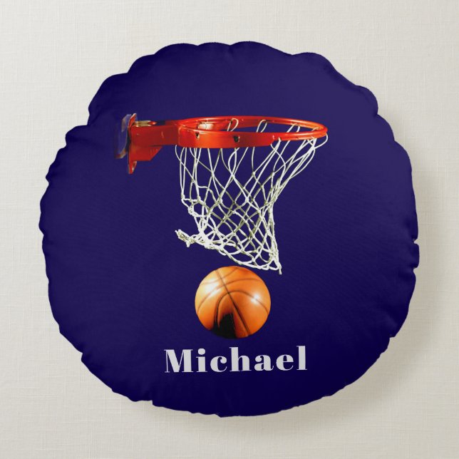 Basketball Replace with Your Name Rond Kussen (Voorkant)