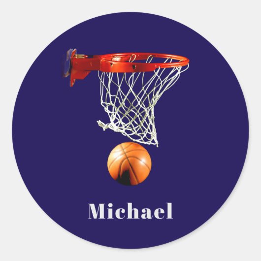 Basketball Replace with Your Name Ronde Sticker (Voorkant)