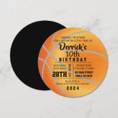 BASKETBALL ROND Anniversaire Fête Invitation (Devant / Derrière)