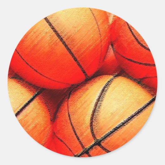 Basketball Ronde Sticker (Voorkant)