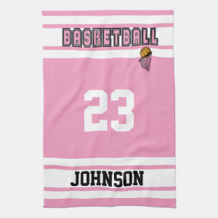 🏀 Basketball - Roze en wit Theedoek