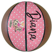 Basketball Roze poot Koe Roze harten Basketbal (Verticaal)