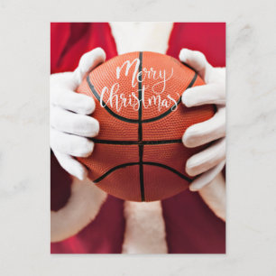 Basketball Santa Claus speelt met kerst Briefkaart