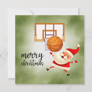 Basketball Santa Claus speelt met kerst Kaart