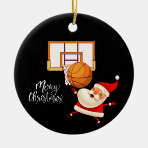 Basketball Santa Claus speelt met kerst Keramisch Ornament