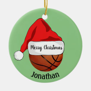 Basketball Santa Hat Ornament