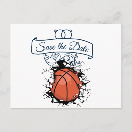 Basketball Save the Date Wedding Uitnodiging Briefkaart (Voorkant)