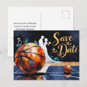Basketball Save the Date Wedding Uitnodiging Briefkaart (Voorkant / Achterkant)
