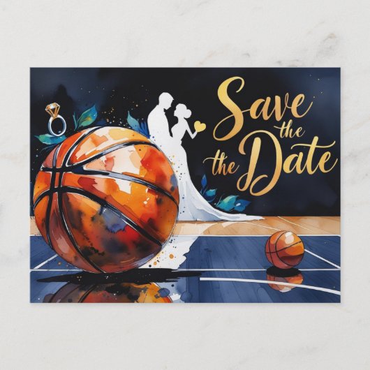 Basketball Save the Date Wedding Uitnodiging Briefkaart (Voorkant)