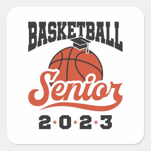Basketball Senior 2023 Vierkante Sticker (Voorkant)